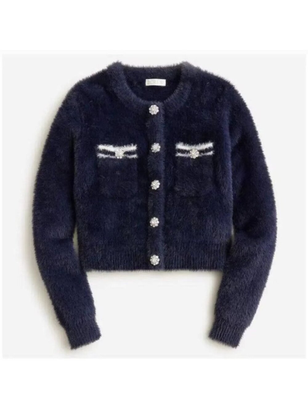 J. Crew Sweater Cardigan Lady Jacket in Navy Blue Brushed Yarn S